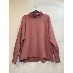 Aerie Cowl Neck Sweatshirt Women’s M Pink Oversized Raw Hem Long Sleeve